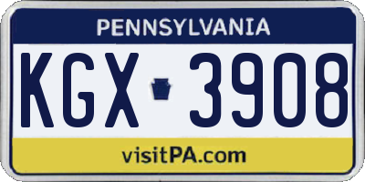 PA license plate KGX3908