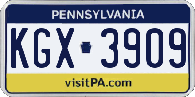 PA license plate KGX3909