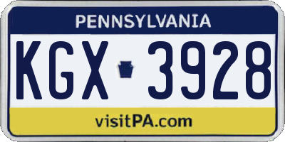 PA license plate KGX3928