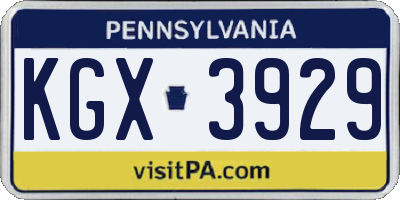 PA license plate KGX3929