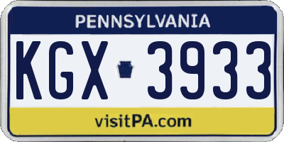 PA license plate KGX3933