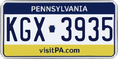 PA license plate KGX3935