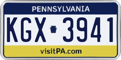 PA license plate KGX3941