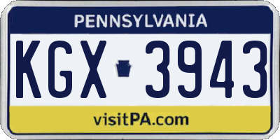 PA license plate KGX3943
