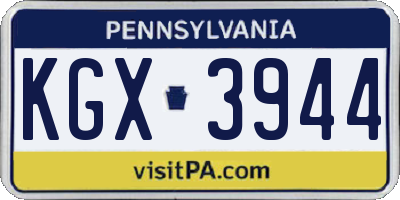 PA license plate KGX3944