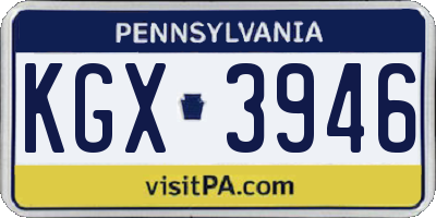 PA license plate KGX3946