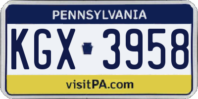 PA license plate KGX3958