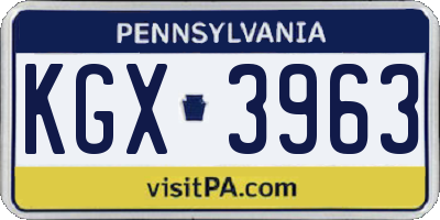 PA license plate KGX3963