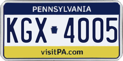 PA license plate KGX4005