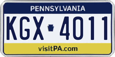 PA license plate KGX4011