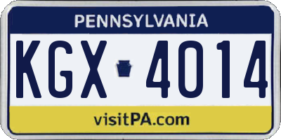 PA license plate KGX4014