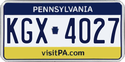 PA license plate KGX4027