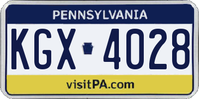 PA license plate KGX4028