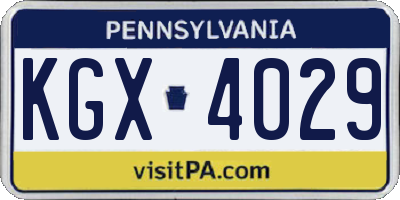 PA license plate KGX4029