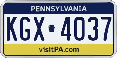 PA license plate KGX4037