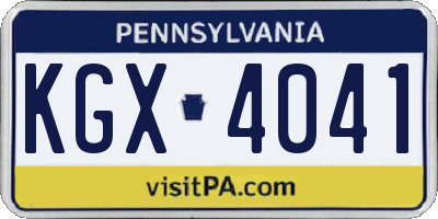 PA license plate KGX4041