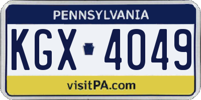 PA license plate KGX4049