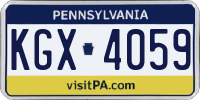 PA license plate KGX4059