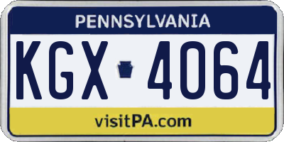 PA license plate KGX4064