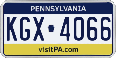 PA license plate KGX4066