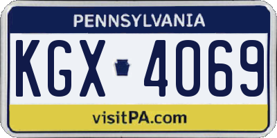 PA license plate KGX4069