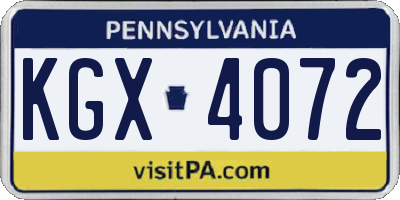 PA license plate KGX4072