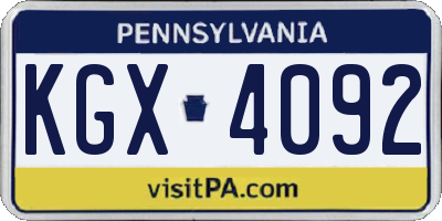 PA license plate KGX4092