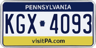 PA license plate KGX4093