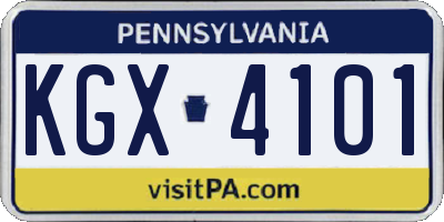 PA license plate KGX4101