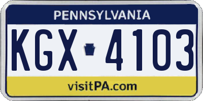 PA license plate KGX4103