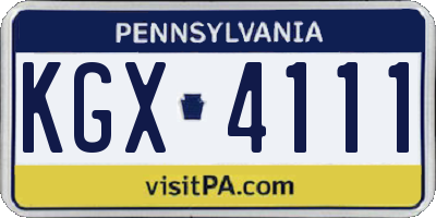 PA license plate KGX4111