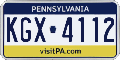 PA license plate KGX4112
