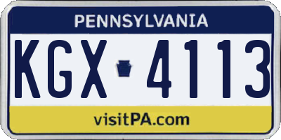 PA license plate KGX4113