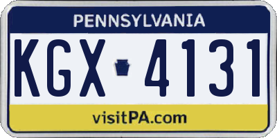 PA license plate KGX4131