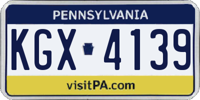 PA license plate KGX4139