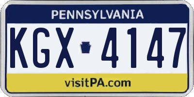 PA license plate KGX4147