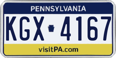 PA license plate KGX4167