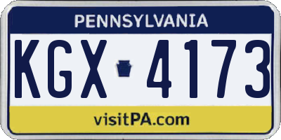PA license plate KGX4173