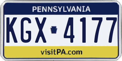 PA license plate KGX4177