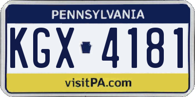 PA license plate KGX4181