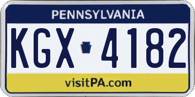 PA license plate KGX4182