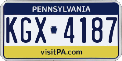 PA license plate KGX4187