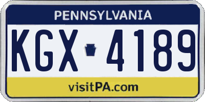 PA license plate KGX4189