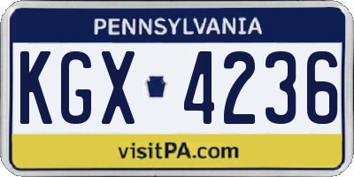 PA license plate KGX4236