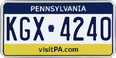 PA license plate KGX4240