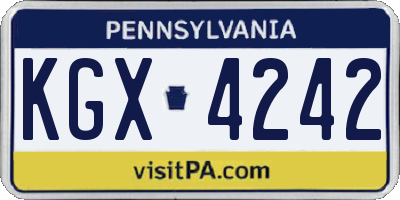 PA license plate KGX4242