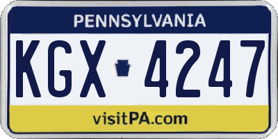 PA license plate KGX4247