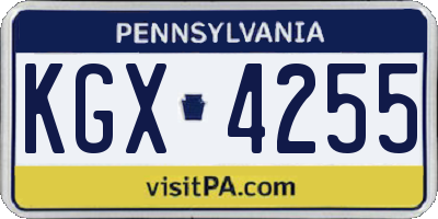 PA license plate KGX4255