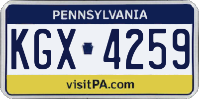 PA license plate KGX4259