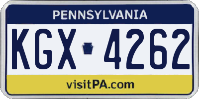 PA license plate KGX4262